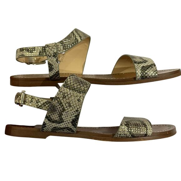 Vince Camuto Rentin Natural Gold Metallic Snakeskin Leather Sandals Size 8.5 - Picture 5 of 8